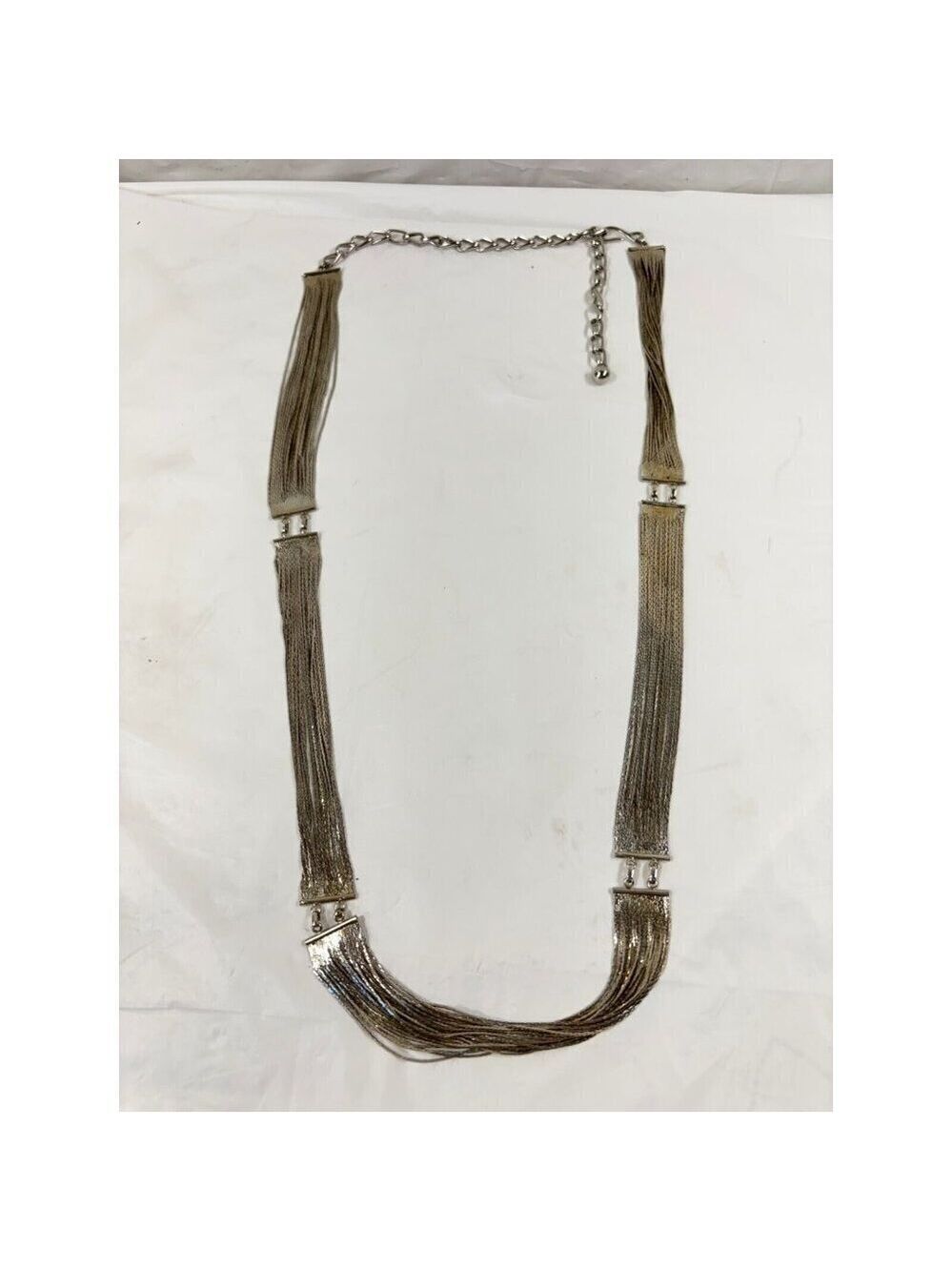 Silver Metal Mesh Necklace Silver Mesh Belt Long Silver Mesh Necklace